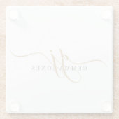 Trendy Black Gold Monogram Initiaal Script Name Glazen Onderzetter (Achterkant)