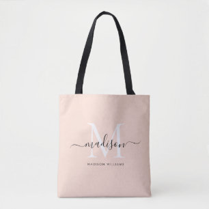 Trendy Black Gold Monogram Initiaal Script Name To Tote Bag