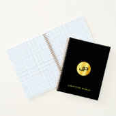 Trendy Black Gold Monogram naam Elegant Modern Notitieboek (Binnen)