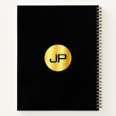 Trendy Black Gold Monogram naam Elegant Modern Notitieboek (Achterkant)