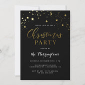 Trendy Black & Gold Star Confetti Kerstfeest Kaart (Voorkant)