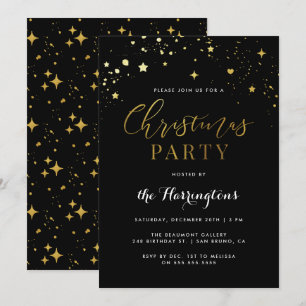 Trendy Black & Gold Star Confetti Kerstfeest Kaart