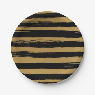 Trendy Black & Gold Striped Papieren Bordje