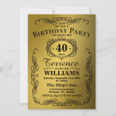 Trendy Black & Gold Typography Birthday Party Kaart (Voorkant)