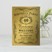 Trendy Black & Gold Typography Birthday Party Kaart (Staand voorkant)