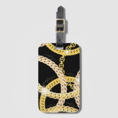 Trendy Black Golden Chain Bagagelabel (Voorkant (verticaal))