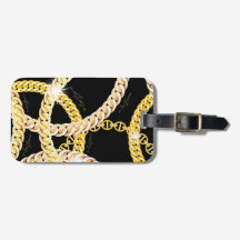 Trendy Black Golden Chain Bagagelabel