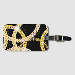 Trendy Black Golden Chain Bagagelabel