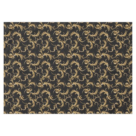 Trendy Black Golden Pattern Retro Tafelkleed (Voorkant (Horizontaal))