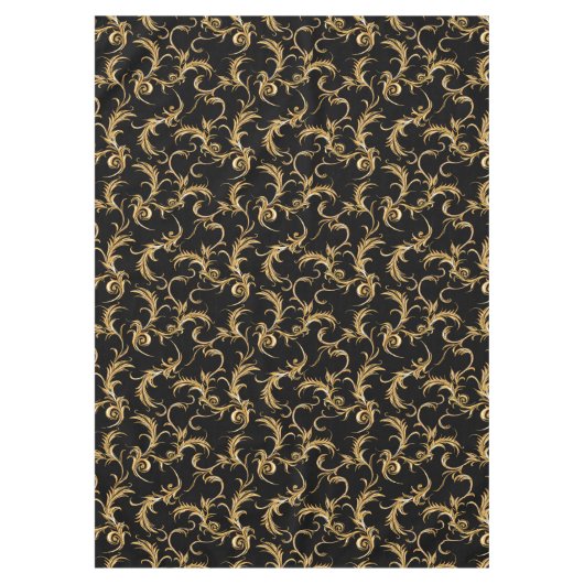 Trendy Black Golden Pattern Retro Tafelkleed (Voorkant)