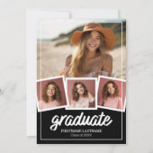 Trendy Black Graduation Party 4 Foto's Kaart (Voorkant)