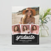 Trendy Black Graduation Party 4 Foto's Kaart (Staand voorkant)