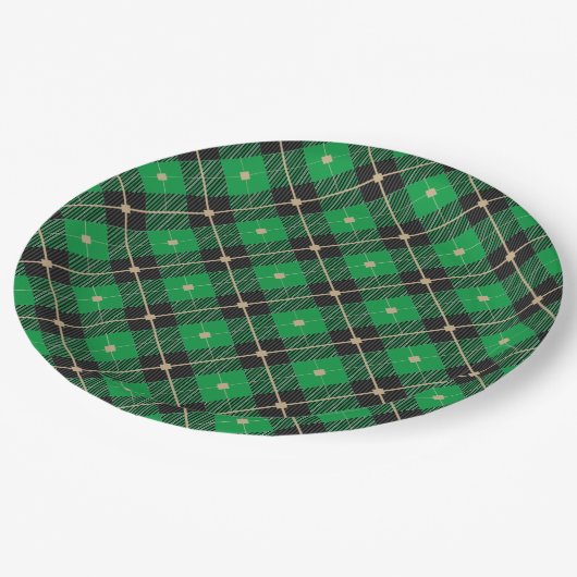 Trendy Black Green Pset Pattern Papieren Bordje (Gekanteld)