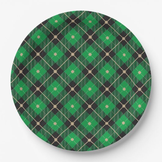 Trendy Black Green Pset Pattern Papieren Bordje (Voorkant)