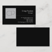 Trendy Black Grey Chic Monogram Visitekaartje (Voorkant / Achterkant)