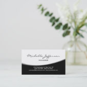 Trendy Black Grey Handwrite Script Visitekaartje (Staand voorkant)