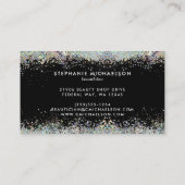 Trendy Black Holographic Glitter Hair Makeup Salon Visitekaartje (Achterkant)