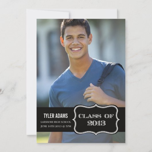 Trendy Black Label Klasse van 2013 Afstuderen Kaar Aankondiging (Voorkant)