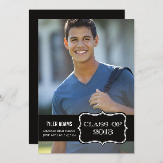 Trendy Black Label Klasse van 2013 Afstuderen Kaar Aankondiging (Voorkant / Achterkant)