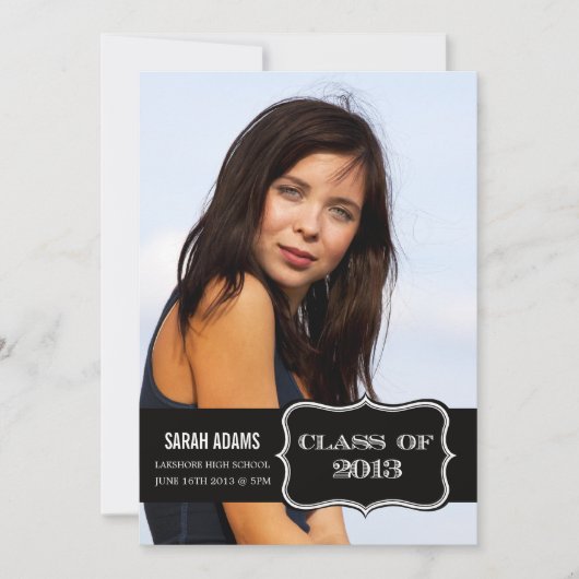 Trendy Black Label Klasse van 2013 Afstuderen Kaar Aankondiging (Voorkant)