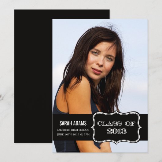Trendy Black Label Klasse van 2013 Afstuderen Kaar Aankondiging (Voorkant / Achterkant)