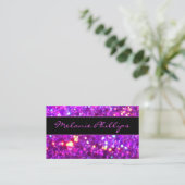 Trendy Black & Lavender Pink Chunky Glitter Visitekaartje (Staand voorkant)