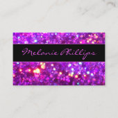 Trendy Black & Lavender Pink Chunky Glitter Visitekaartje (Voorkant)