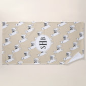 Trendy Black & Llama Sketch met Initialen Strandlaken (Voorkant)