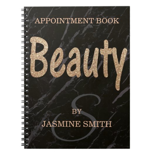 Trendy Black Marble Beauty Champagne Glitter Notitieboek (Voorkant)