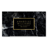 Trendy Black Marble en Printed Gold Texture Magnetisch Visitekaartje (Voorkant)