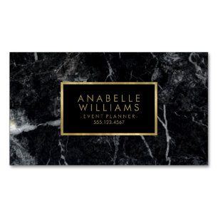 Trendy Black Marble en Printed Gold Texture Magnetisch Visitekaartje