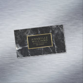 Trendy Black Marble en Printed Gold Texture Magnetisch Visitekaartje (Voorbeeld)