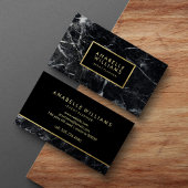 Trendy Black Marble en Printed Gold Texture Visitekaartje