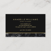 Trendy Black Marble en Printed Gold Texture Visitekaartje (Achterkant)