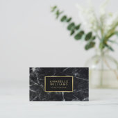 Trendy Black Marble en Printed Gold Texture Visitekaartje (Staand voorkant)