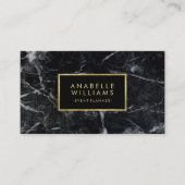 Trendy Black Marble en Printed Gold Texture Visitekaartje (Voorkant)