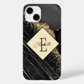Trendy Black Marble, Gold Sequins Monogram Case-Mate iPhone Case (Achterkant)