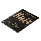 Trendy Black Marble Hair Champagne Glitter Notitieboek (Linkerzijde)