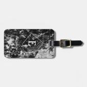 Trendy Black Marble, Lijst Monogram-Gepersonalisee Bagagelabel (Voorkant horizontaal)