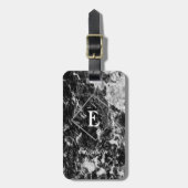 Trendy Black Marble, Lijst Monogram-Gepersonalisee Bagagelabel (Voorkant verticaal)
