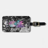 Trendy Black Marble, Pineapple - Gepersonaliseerd Bagagelabel (Voorkant horizontaal)