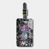 Trendy Black Marble, Pineapple - Gepersonaliseerd Bagagelabel (Voorkant verticaal)