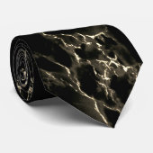 Trendy Black Marble Stone - Black and Gold Stropdas (Opgerold)