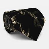 Trendy Black Marble Stone - Gold and Black Stropdas (Opgerold)