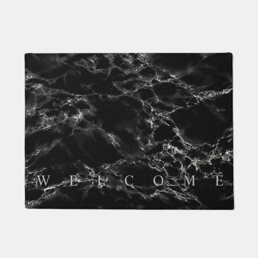 Trendy Black Marble Stone - Welkom Deurmat (Voorkant)