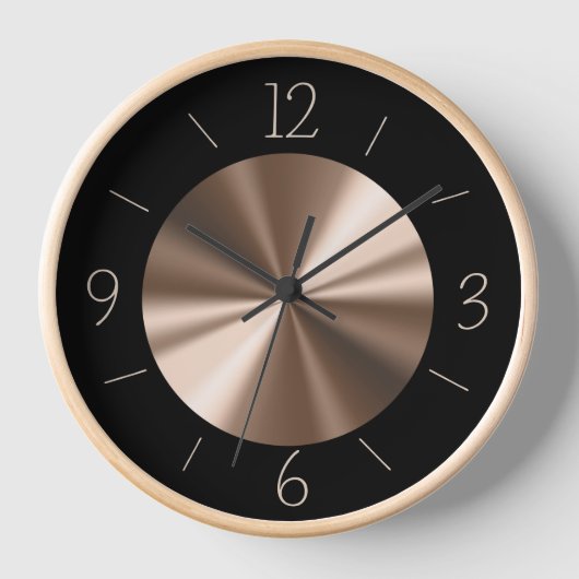 Trendy Black met Bronze Center Wall Clock (Voorkant)