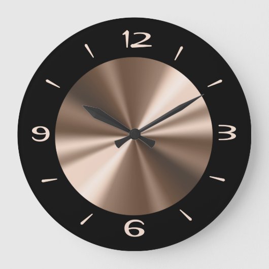 Trendy Black met Bronze Center Wall Clock Grote Klok (Voorkant)