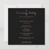 Trendy Black Minimalist Custom Photo Funeral Notitiekaartje (Achterkant)