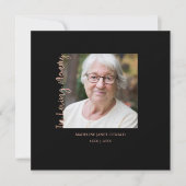 Trendy Black Minimalist Custom Photo Funeral Notitiekaartje (Voorkant)