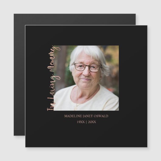 Trendy Black Minimalist Custom Photo Remembrance (Voorkant / Achterkant)